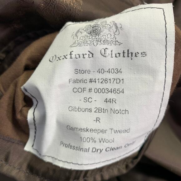 OXXFORD CLOTHES  44 Regular Brown Blue Plaid Wool Tweed Notch Lapel Sport Coat - Picture 9 of 9